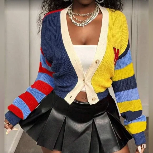 ✨Colorful Striped Women's Cardigan Sweater - Picture 4 of 7